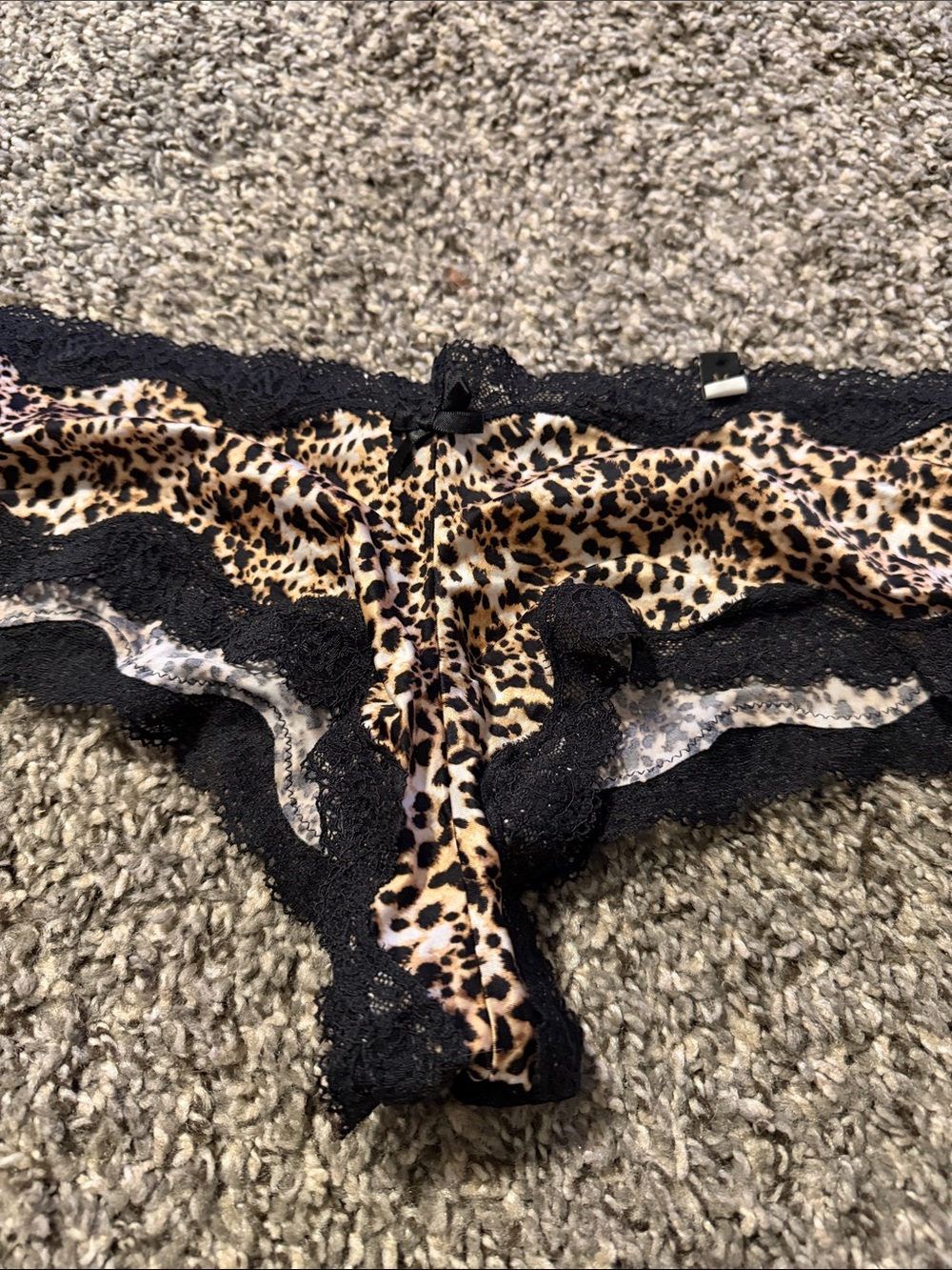 Victoria's Secret Leopard Print Bikini Briefs with Black Lace
